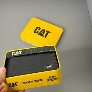 CAT Black Genuine Leather Card Holder